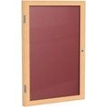 Ghent Ghent Enclosed Letter Board - 1 Door - Burgundy Letterboard w/Oak Frame - 24" x 18" PW12418B-BG